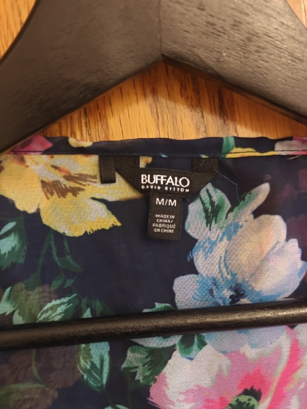 Buffalo David Bitton Navy Floral V-Neck Wrap Around Blouse - Picture 2 of 5